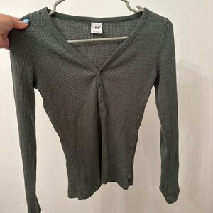 TNA Aritizia Long Sleeve Top Olive Green